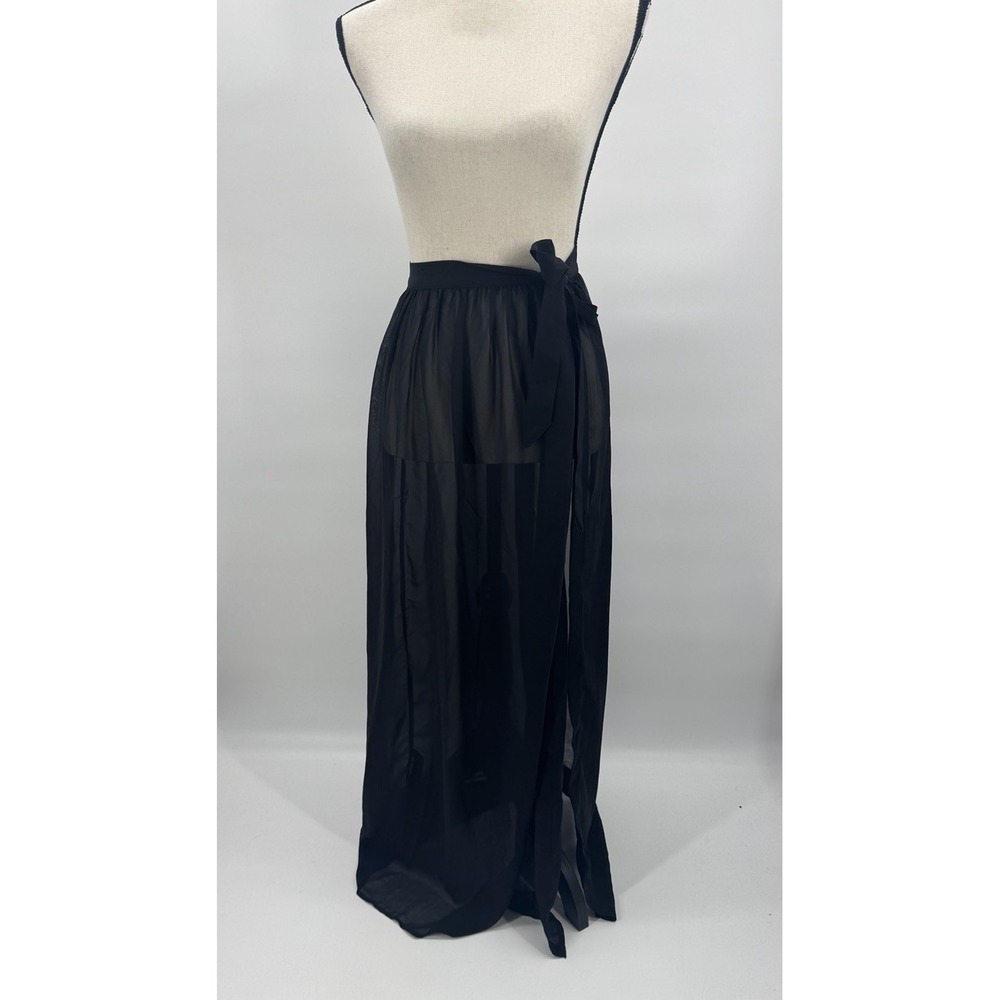 ASOS Black Sheer Wrap Skirt Cover Up 8 Maxi Sarong Swim Beach Resortwear Pool